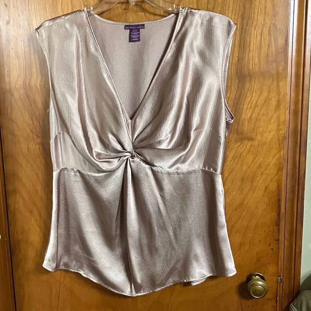 Beverly Drive Shimmery Taupe Twist-Front Camisole